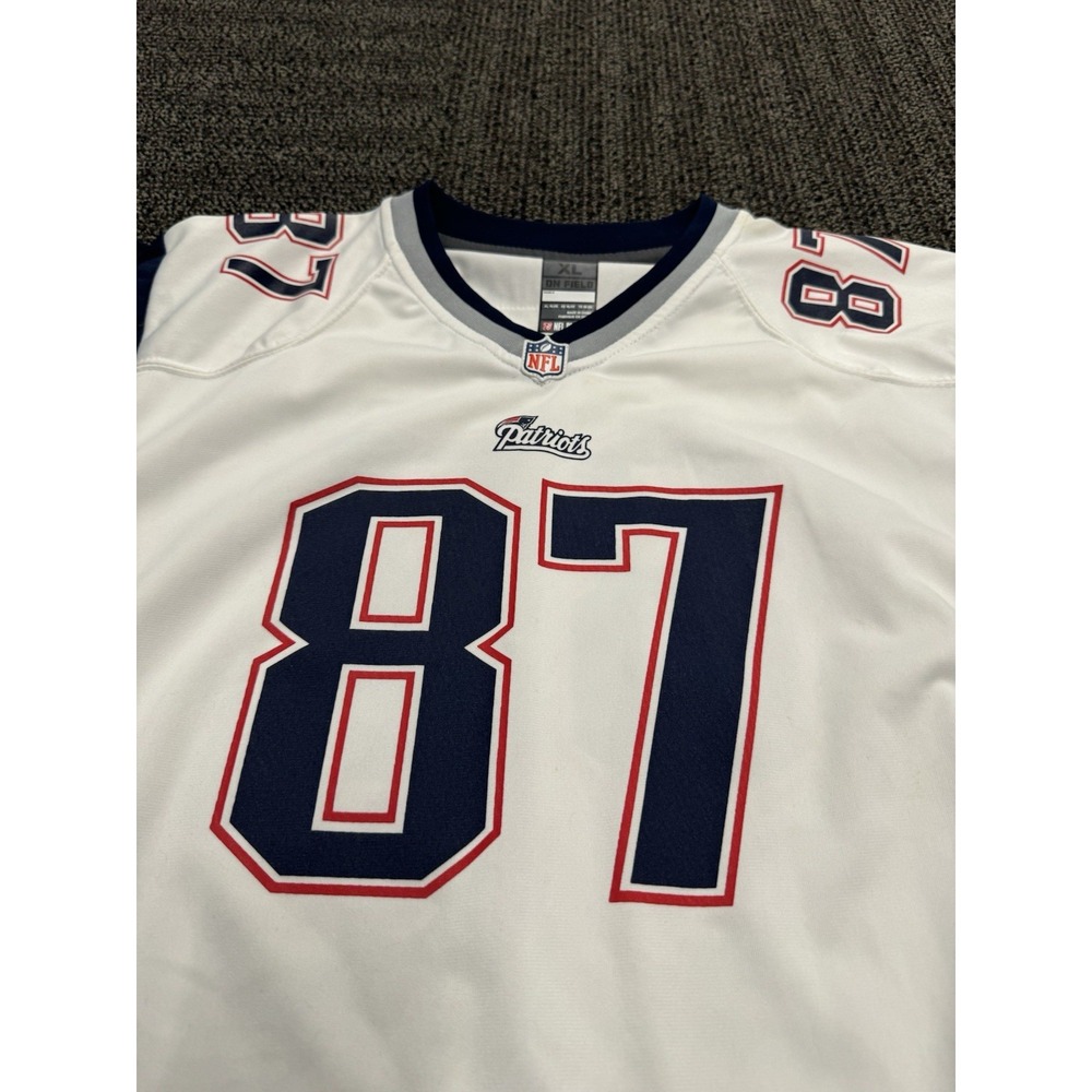 Rob Gronkowski Reebok New England Patriots Authentic On-Field White Youth XL - Picture 5 of 8